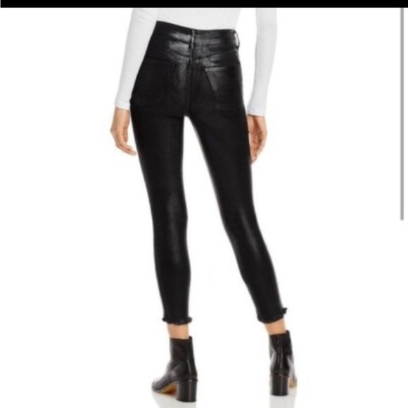 We The Free by Free People Black Metallic Coated Skinny Jeans - Size 28 - Picture 2 of 12